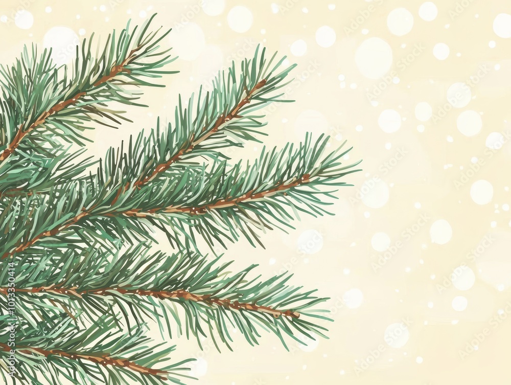 Poster blurred background with green tree branch detail