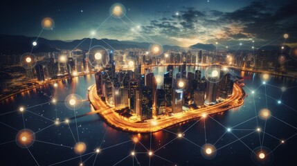 Obraz premium The impact of ai on real estate modern skyscrapers and innovative city building techniques
