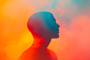 silhouette of person against vibrant sky