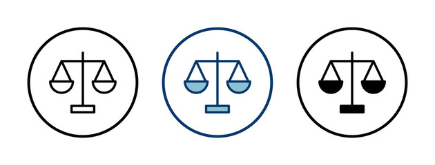 Scales icon vector isolated on white background . Law scale icon. Justice sign