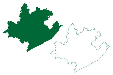Visakhapatnam district (Andhra Pradesh State, Republic of India) map vector illustration, scribble sketch Vizagapatam map