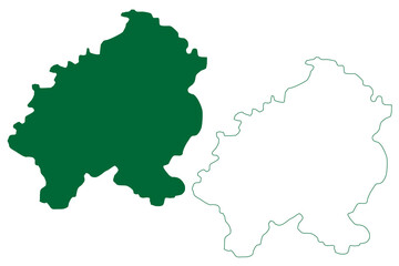 Vikarabad district (Telangana State, Republic of India) map vector illustration, scribble sketch Vikarabad map