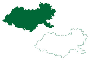 Virudhunagar district (Tamil Nadu State, Republic of India) map vector illustration, scribble sketch Virudhunagar map