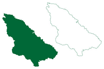 Wardha district (Maharashtra State, Nagpur Division, Republic of India) map vector illustration, scribble sketch Wardha map