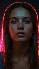 Neon-lit colorful portraits of women.