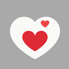 Layered Red and White Hearts Design on Light Background.