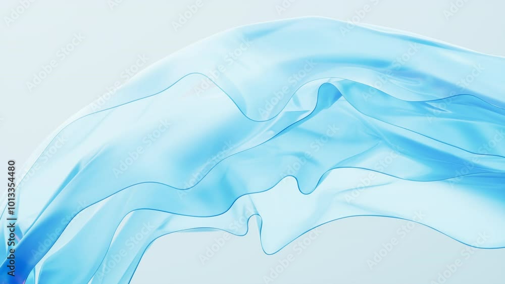 Poster flowing gradient transparent multilayer glass background, 3d rendering.