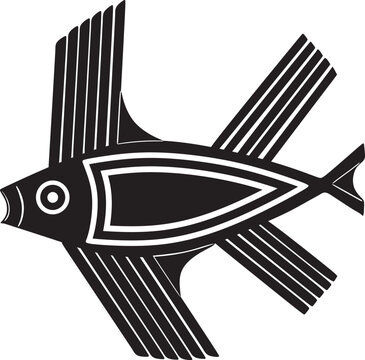 recommend clip art: Flying fish vector design old Greek archaic, handmade silhouette