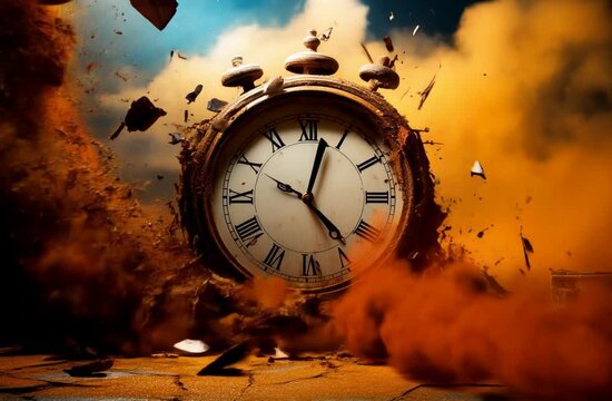 Aging Clock in Dusty Atmosphere Representing the Passage of Time