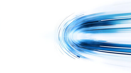 Abstract blue lines speed across a white background presentation design, featuring a simple flat illustration in a minimalist, with a large copy space