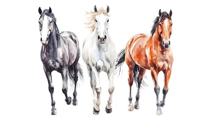 watercolor horse collection, Generative AI 