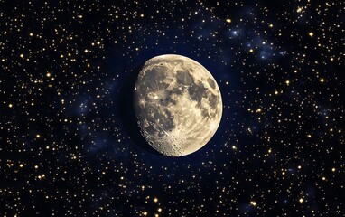 Stunning full moon in starry night sky