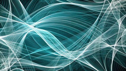 Flowing teal lines creating a dynamic abstract pattern.