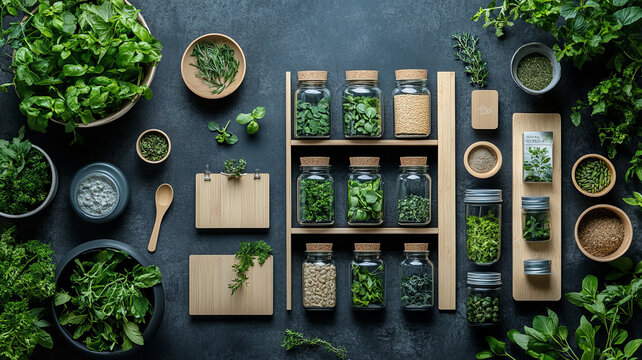 Marketing materials for a green event, with posters and online ads promoting zero-waste practices and eco-friendly vendors