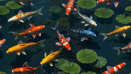3D koi fish in a pond.