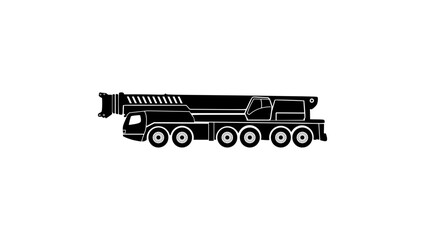 heavy duty mobile crane, black isolated silhouette