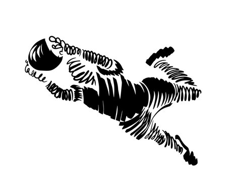 black and white football player catching ball clip art preview