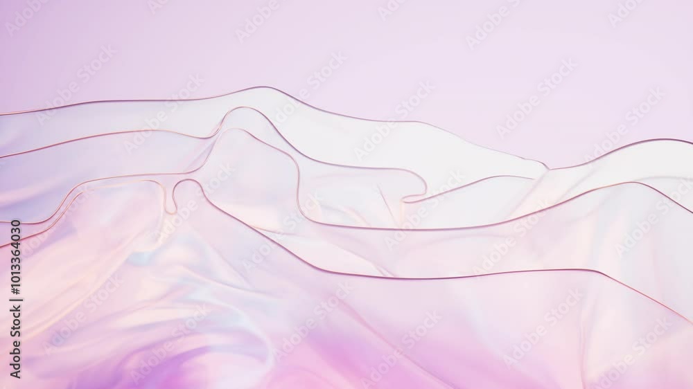 Poster flowing gradient transparent multilayer glass background, 3d rendering.