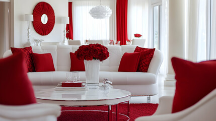 red chairs and table in restaurant