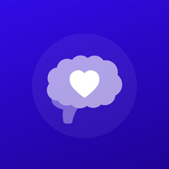 brain and heart icon, transparent design