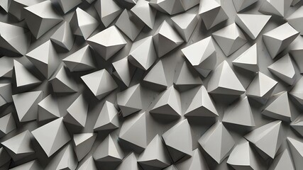 3d render, abstract white geometric background, minimal triangle frame flat lay, twisted deck of triangular blank cards Generative AI