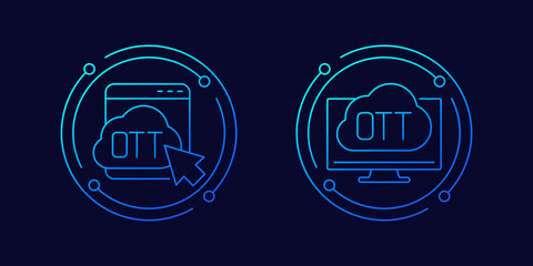 OTT media platform icons, linear design