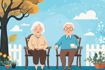 Obraz premium Elderly Retirement Concept Illustration with Senior Person