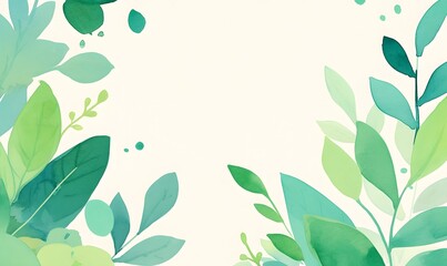 Simple green watercolor summer or spring background with copy space, Generative AI 