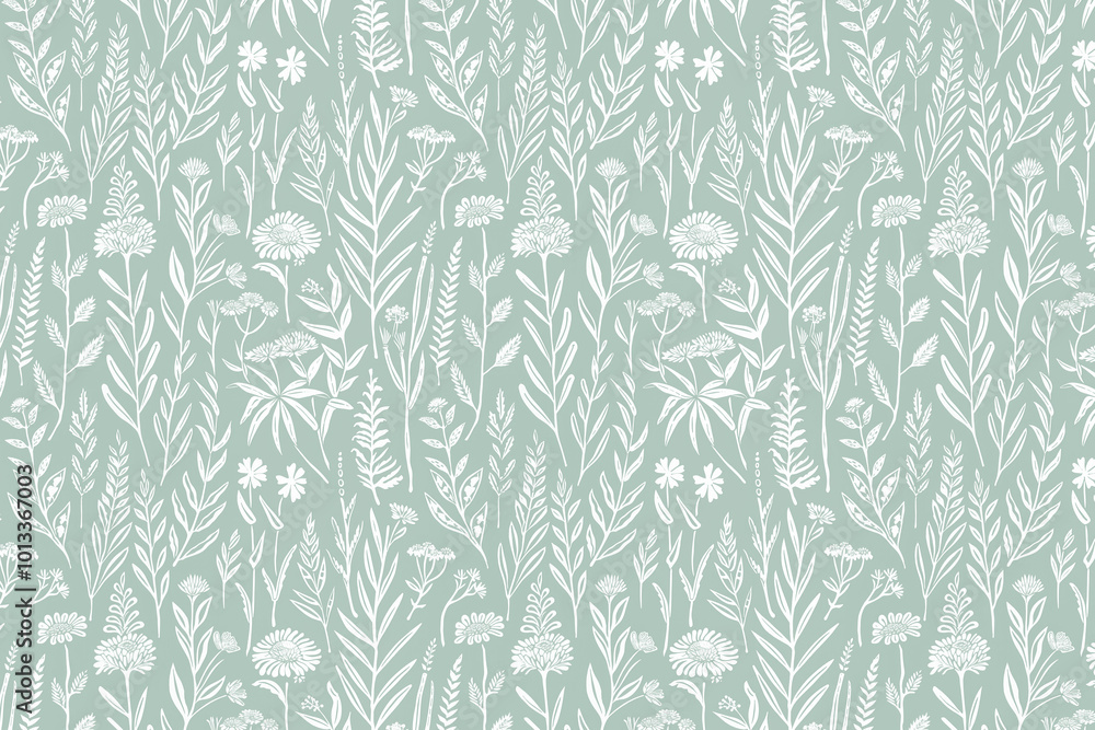 Poster toile pattern tapestry. linocut print. monochrome botanical pattern background. created with generat