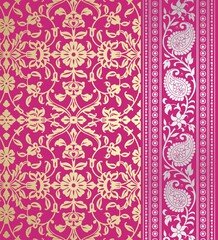 wedding card design, traditional paisley floral pattern , royal India	