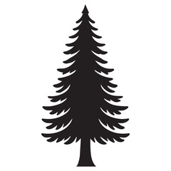 Obraz premium Fir Tree Vector illustration in black and white - Fir Plant Silhouette Design