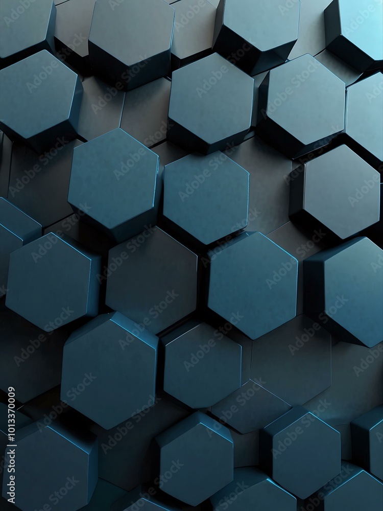Poster abstract blue hexagonal pattern as a background.