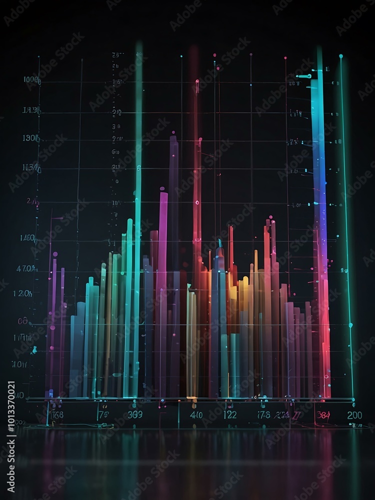 Aufkleber abstract digital chart with glowing bars representing data trends.