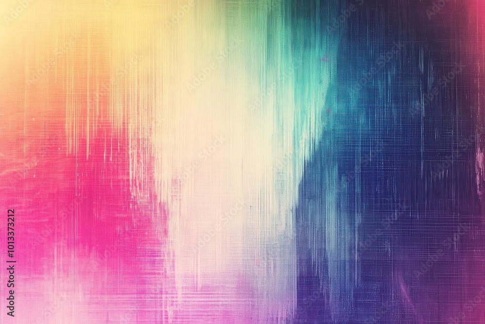 Poster dimmed bright textured backdrop featuring artistic layout. lively digital distortion style and nosta