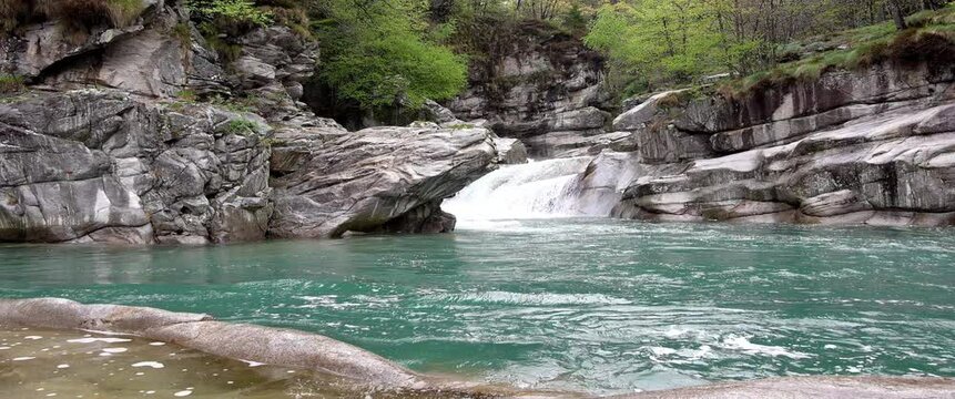 Marmitte dei Giganti in the Antigorio valley, a spectacle of nature between waterfalls and turquoise waters - Anamorphic lens