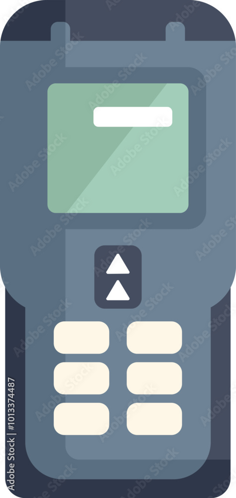 Poster electronic device with buttons and a screen showing a loading bar