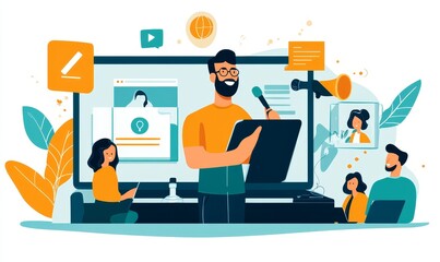 Man presenting to audience on computer screen.