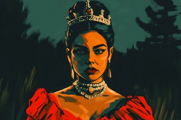 Fototapeta premium Luxurious queen background featuring a royal crown, intricate accents, and noble themes, suitable for regal events or refined design projects.