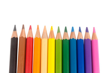 Colored pencils colorfull isolated on white background
