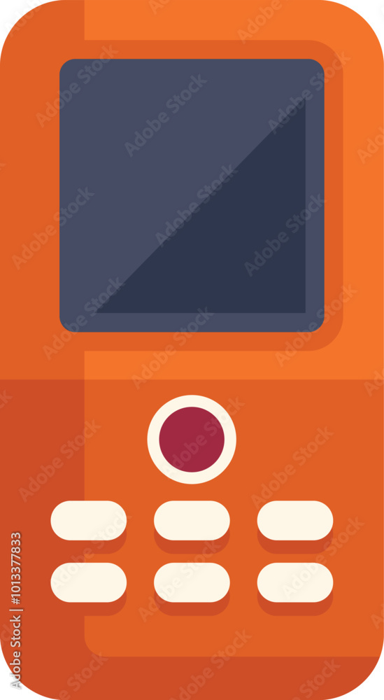Poster modern flat style orange colored mobile phone with buttons showing a blank screen