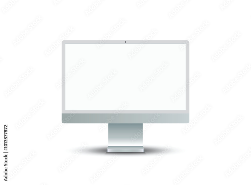 Poster thin frame monitor mock up icon in flat style. computer display vector illustration on isolated back