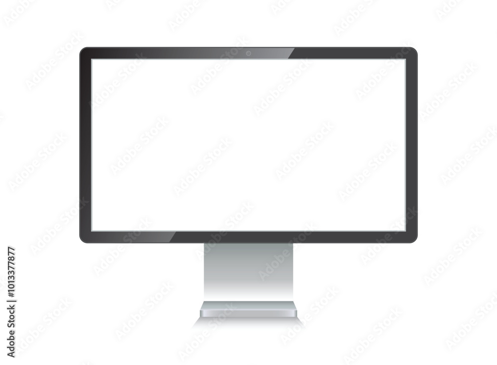 Poster thin frame monitor mock up icon in flat style. computer display vector illustration on isolated back