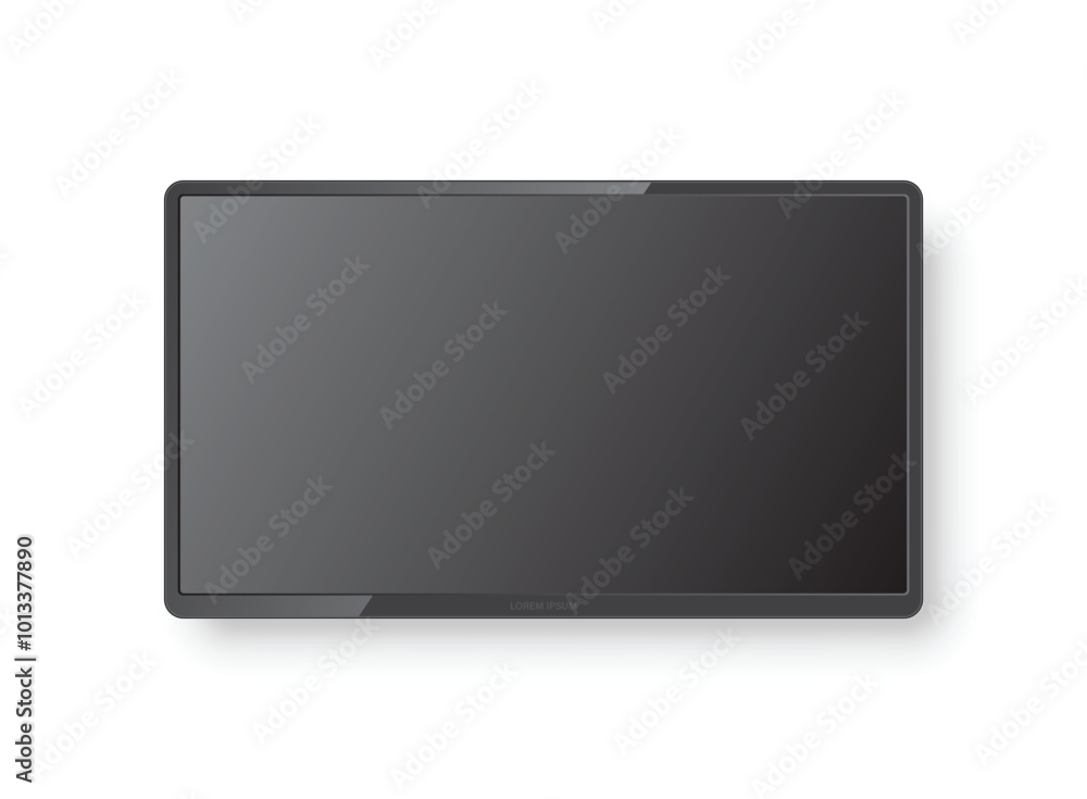 Poster thin frame monitor mock up icon in flat style. tv display vector illustration on isolated background