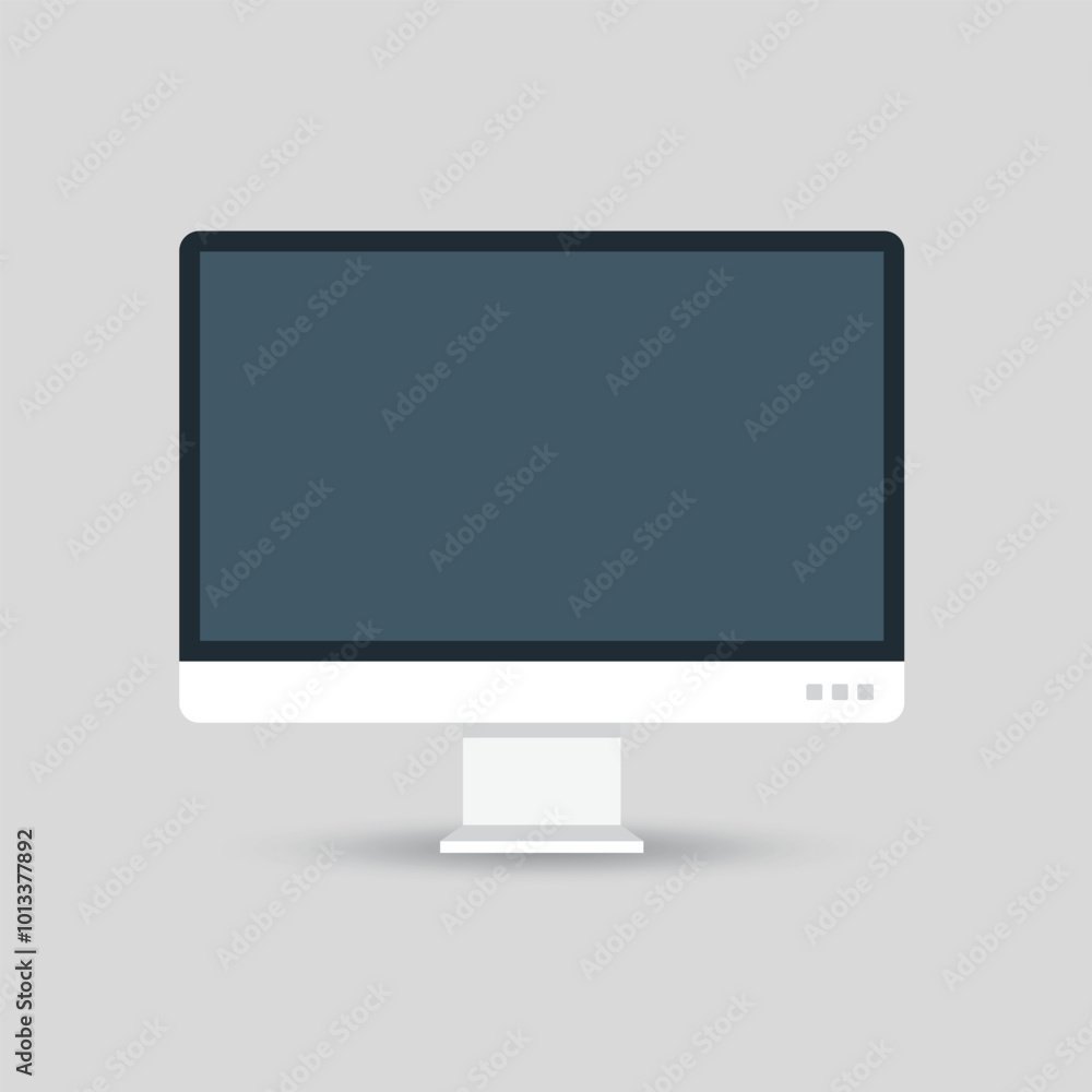 Poster thin frame monitor mock up icon in flat style. computer display vector illustration on isolated back