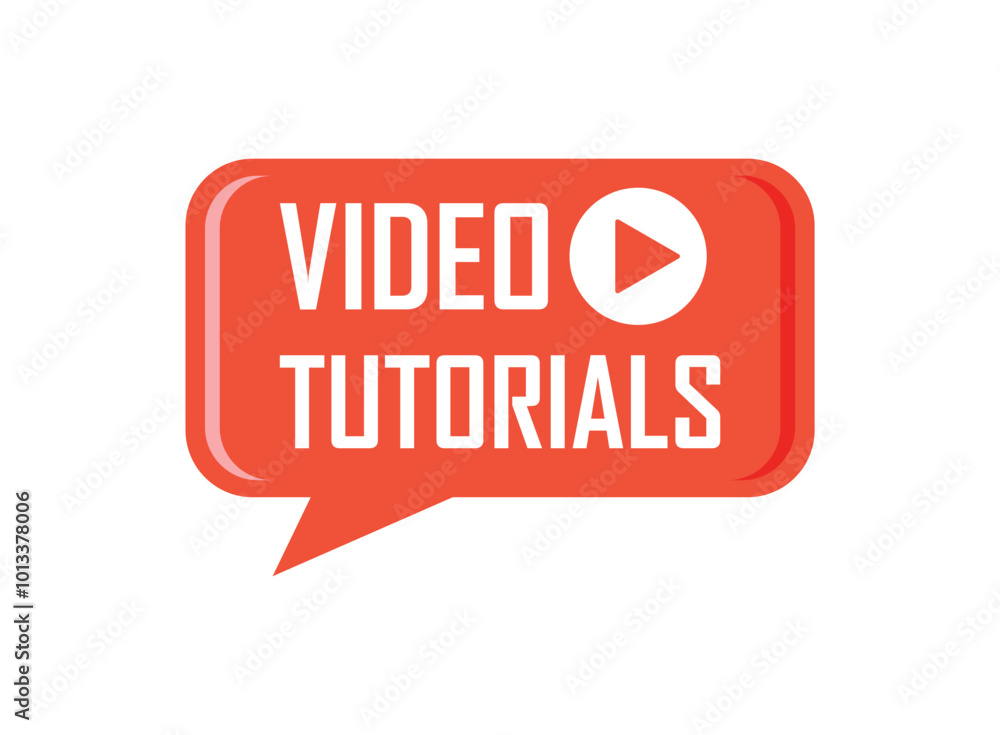 Aufkleber play video tutorials icon in flat style. education software vector illustration on isolated backgrou