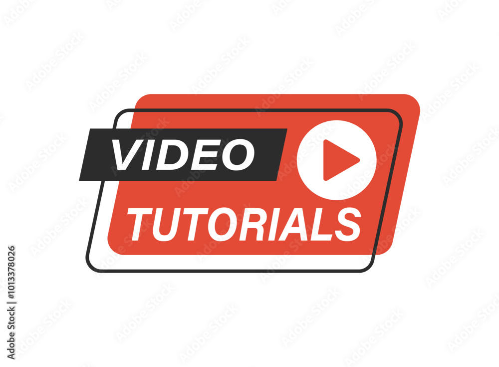 Aufkleber play video tutorials icon in flat style. education software vector illustration on isolated backgrou