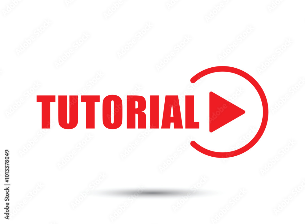 Poster play video tutorials icon in flat style. education software vector illustration on isolated backgrou