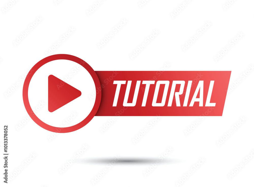 Poster play video tutorials icon in flat style. education software vector illustration on isolated backgrou