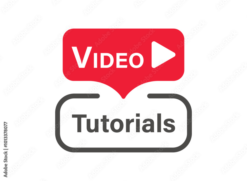 Poster play video tutorials icon in flat style. education software vector illustration on isolated backgrou