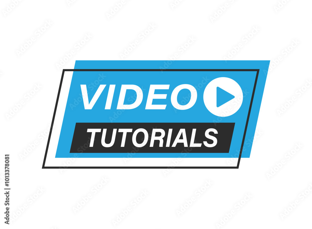 Poster play video tutorials icon in flat style. education software vector illustration on isolated backgrou
